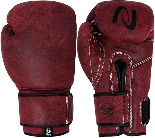 Cuero auténtico antiguo hecho a mano, guantes de boxeo vintage Pro para entrenamiento y lucha