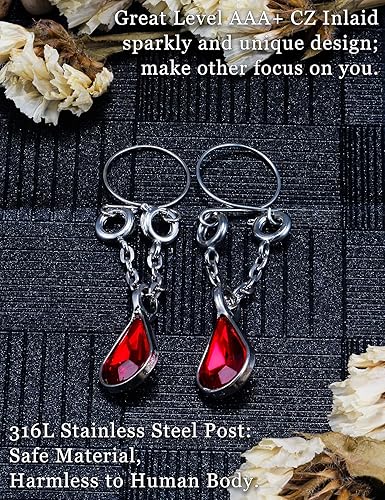 Miniatura 5 de Oufksiyy - Anillo de pezón falso de acero inoxidable sin perforación, anillos de pezón con clip, joyería de piercing de cuerpo sintético para