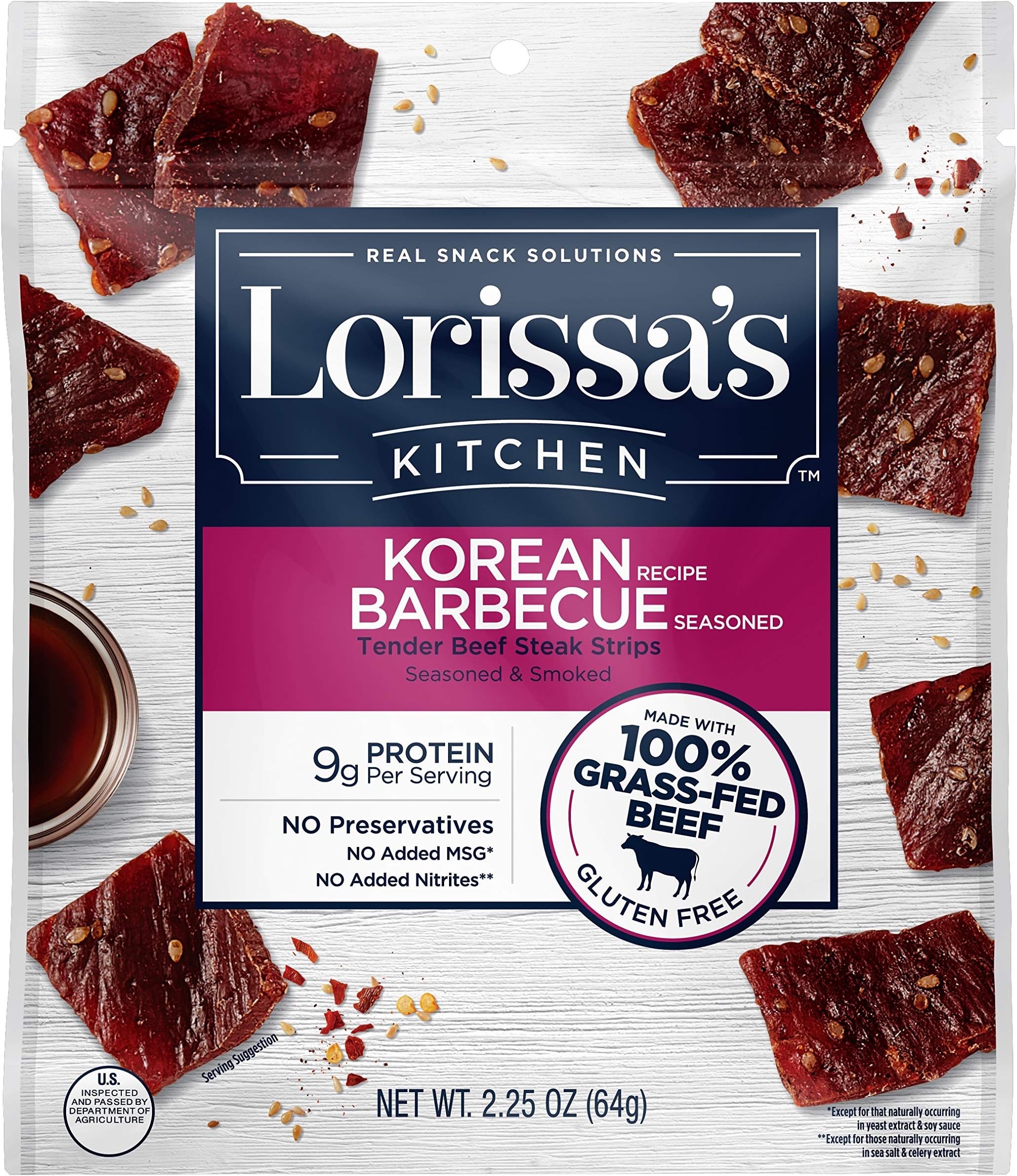 Lorissa's Kitchen Jerky, Korean Barbeque Beef, 2.25 Oz