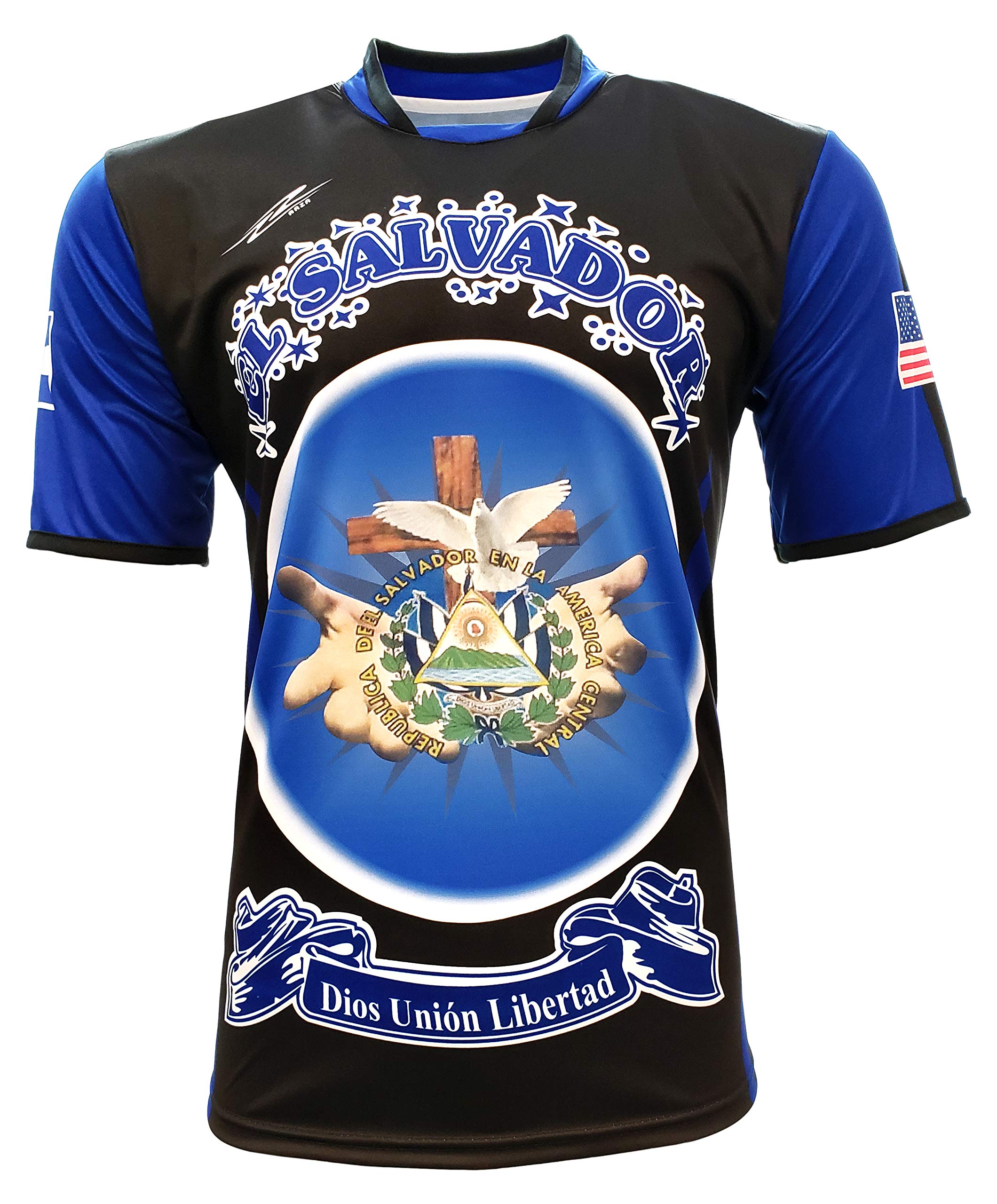 ARZA El Salvador Men Fan Jersey Black/Blue (XXXX-Large)