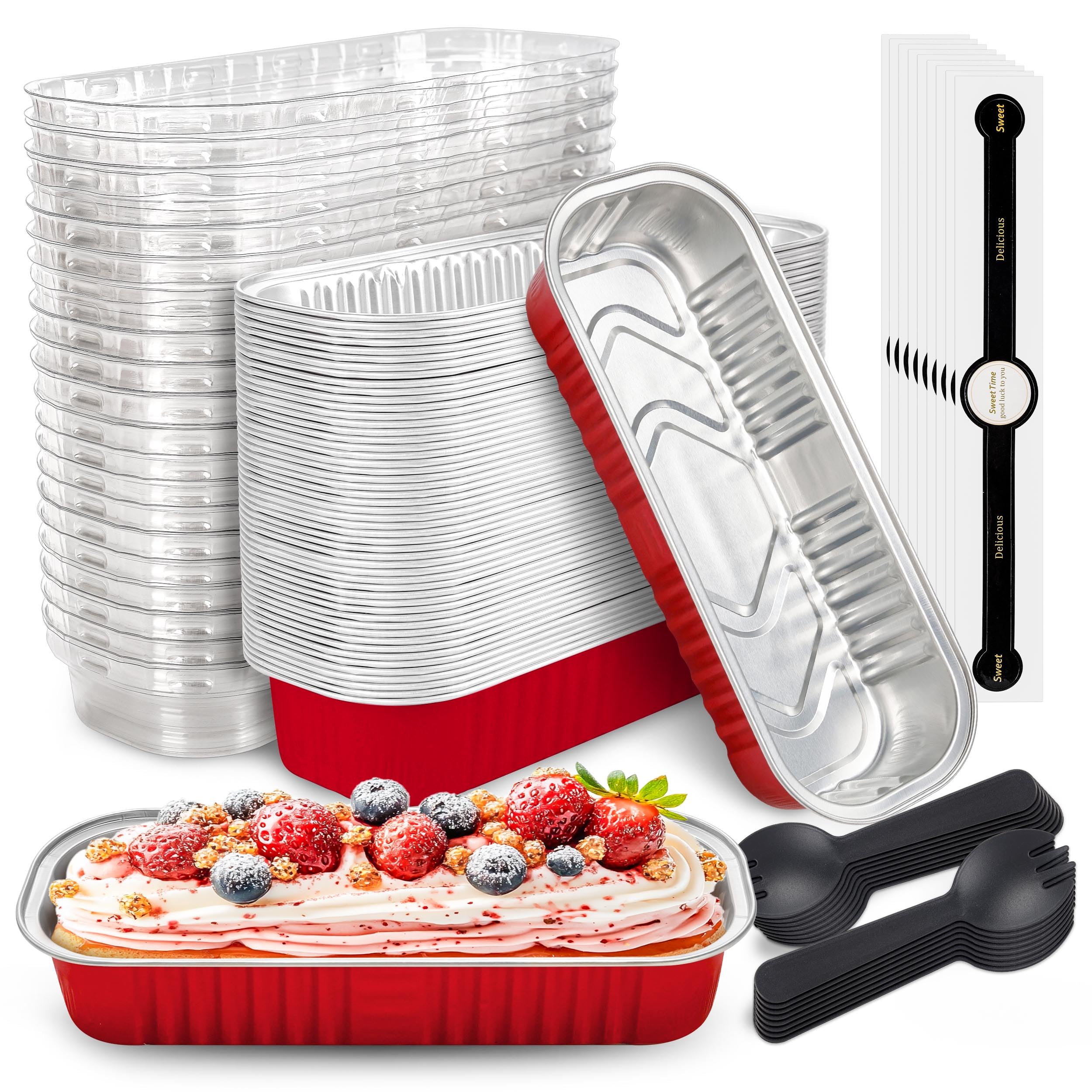 NPLUX Halloween Mini Cake Pans, 6.8oz 50 Pack Red for Bake Sales