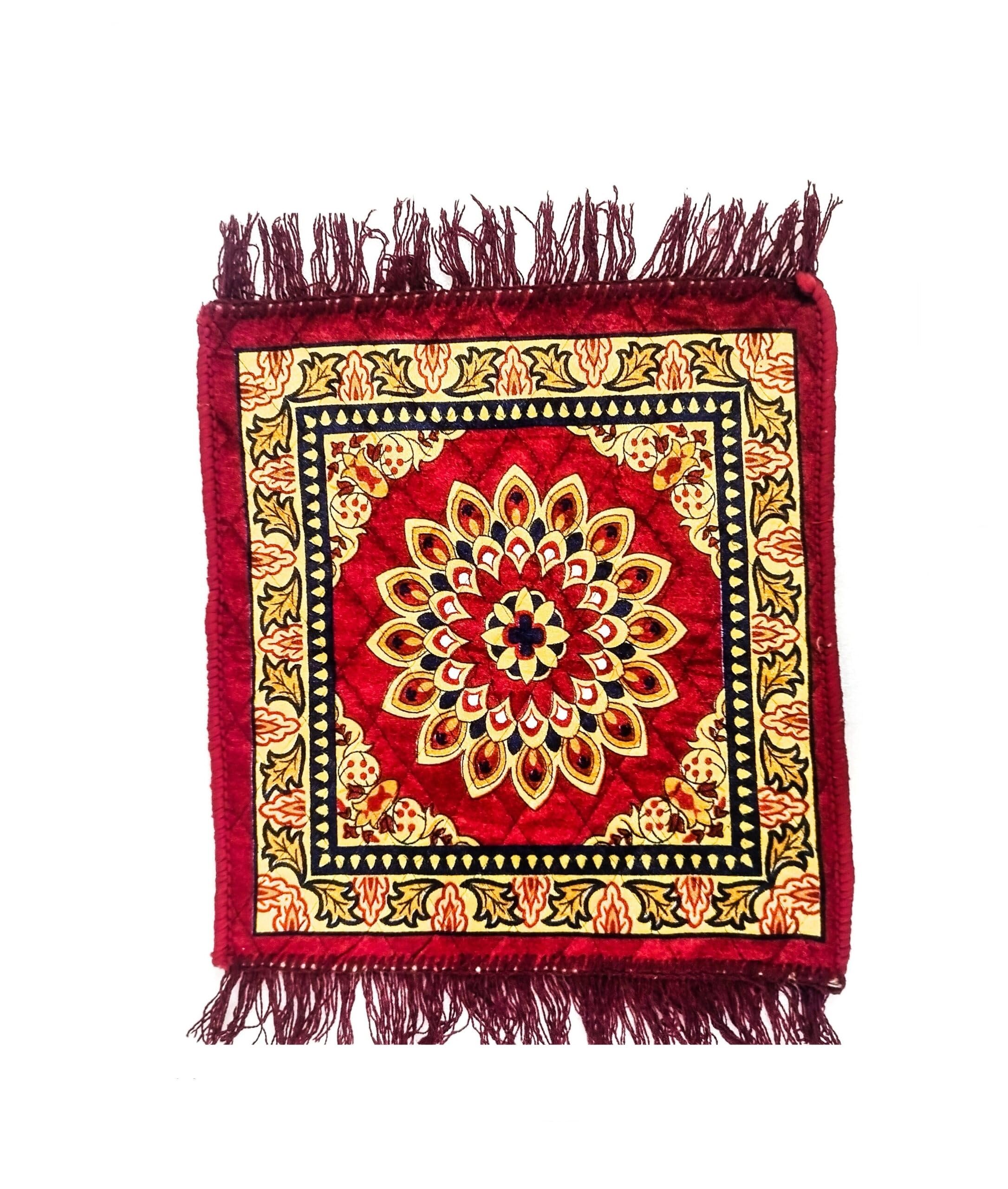 Achleshwar Designer Pooja Aasan/Velvet Prayer Mat (Size 18 x18 Inch)-image-43