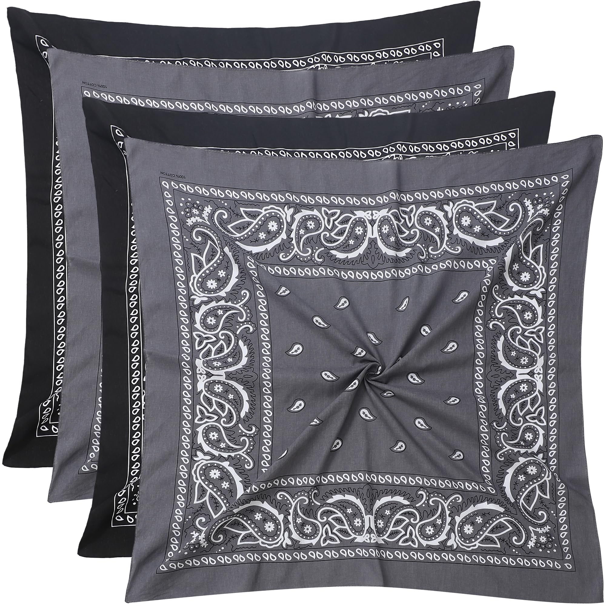 Mochabao 100% Cotton 27" x 27" Large Bandanas for Men &amp; Women, Multi-Purpose Bandana Headbands, Square Head Scarf