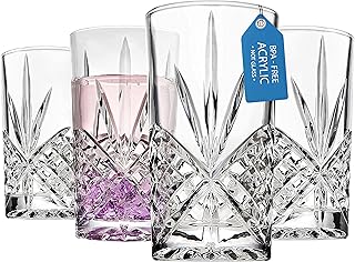 Tall Highball Glasses, Shatterproof and Reusable Acrylic - Dublin Collection, Set of 4