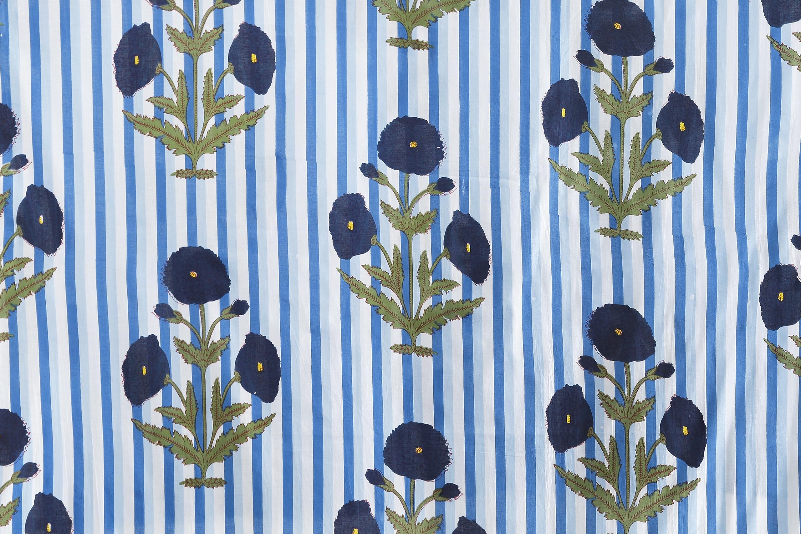 Ravaiyaa - Attitude is everything Women Stripe Printed Dress Making Pure Cotton Fabric Beautiful Floral Print Loose Fabric (Blue & White) (2.5 Meter)-image-0
