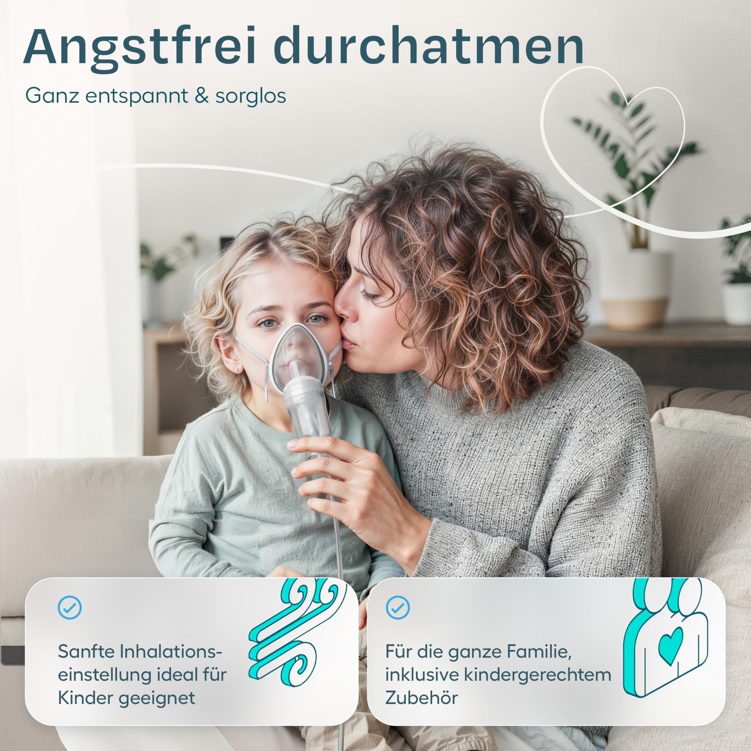 HIMMELSHAUCH MEDICAL Inhalationsgerät Kinder & Inhaliergerät für Erwachsene | Ultraleise Inhalation | Vernebler + Zubehör | Inhalator Baby | Elektrische Inhalatoren | Kochsalzlösung Inhalieren
