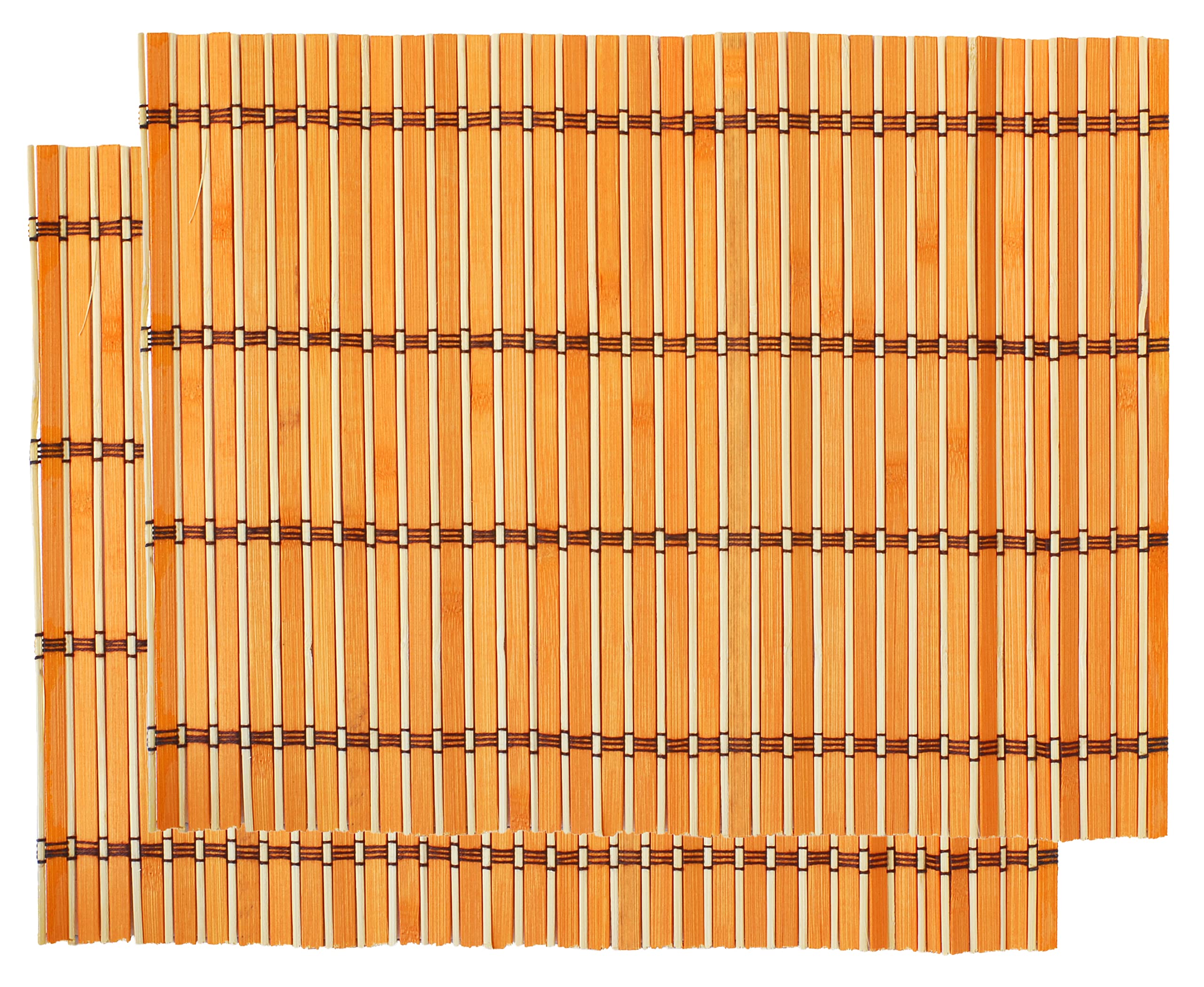 Set of 2 Bamboo Placemats 30 x 40 cm Orange/Beige - Image 2