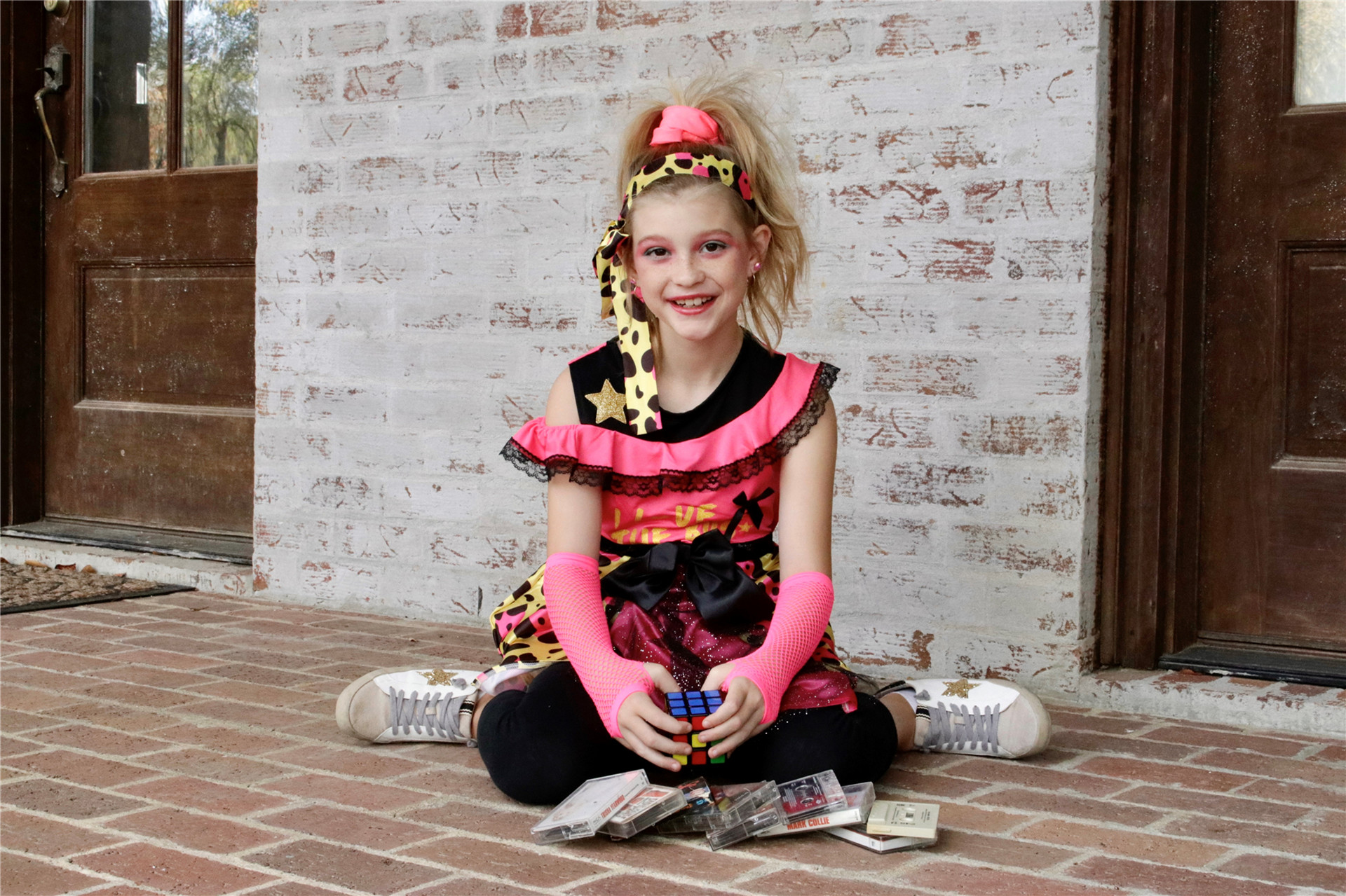 Disfraz infantil estilo años 80 para niñas miniatura 7