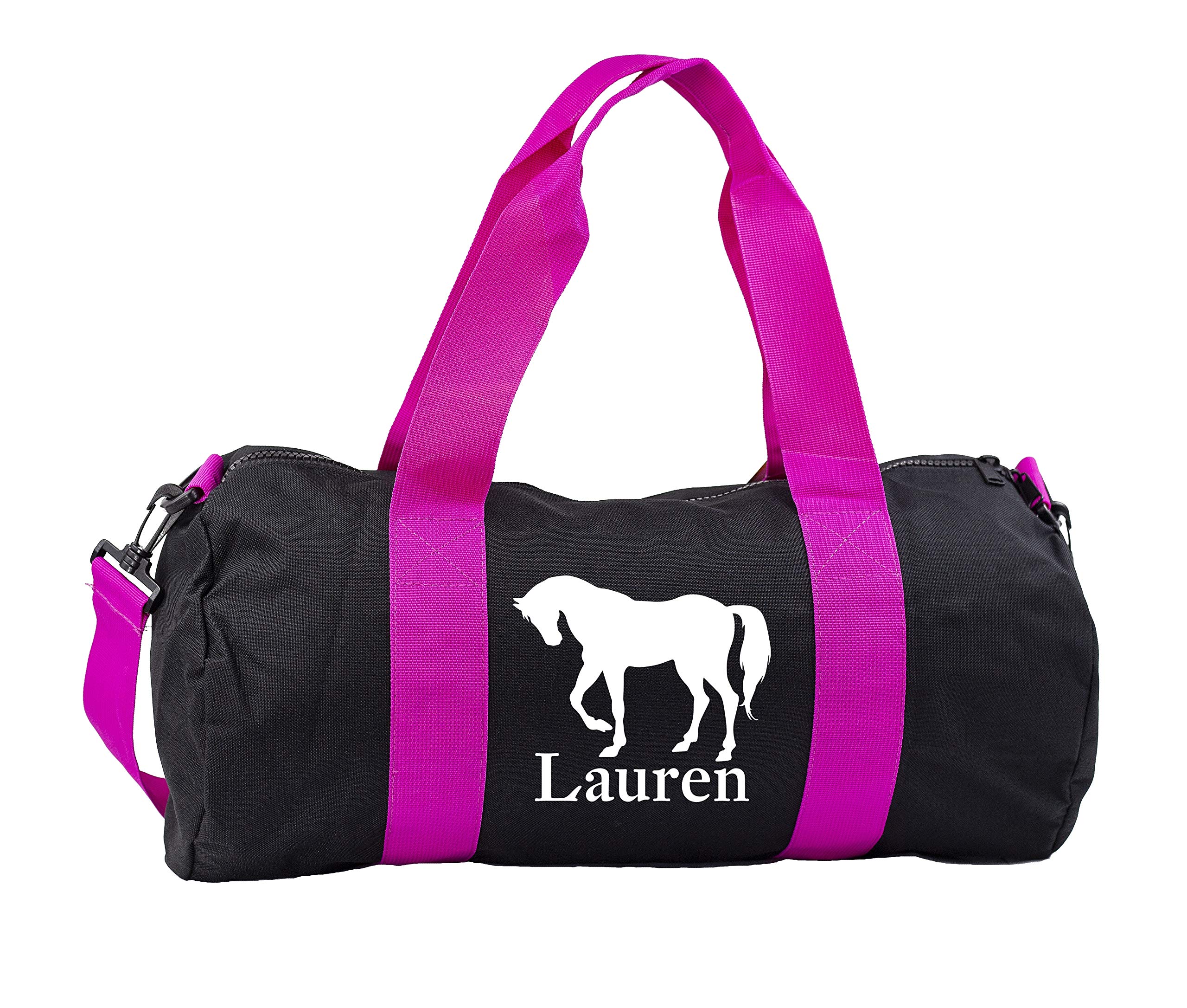 Hippowarehouse PERSONALISED name Horse (Pocket) Gymwear Gym Duffle Cylinder Uniform Kit Bag 50 x 25 x 25cm 20 litres