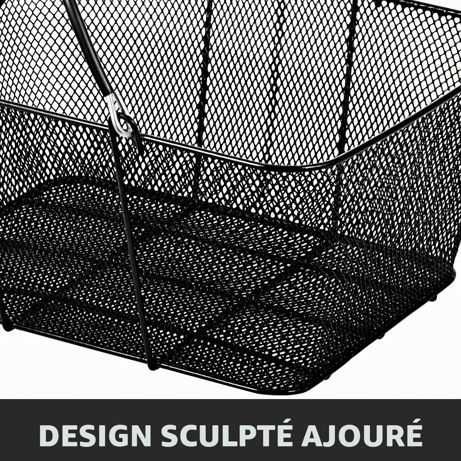VEVOR Panier de Courses avec poignées, 12 pièces, paniers à Provision Portable en Fil métallique, 41x31x18 cm, Ensemble de paniers de Rangement pour supermarchés, magasins de détail, épicerie, Noir