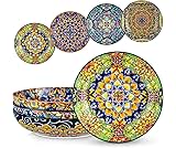 vancasso SIMI Pasta Bowls Set of 4, Porcelain Salad Bowls, 42 oz Large Corlorful Serving Bowls for Kitchen, Dishwasher & Microwave Safe Soup Bowls, Pasta Plates