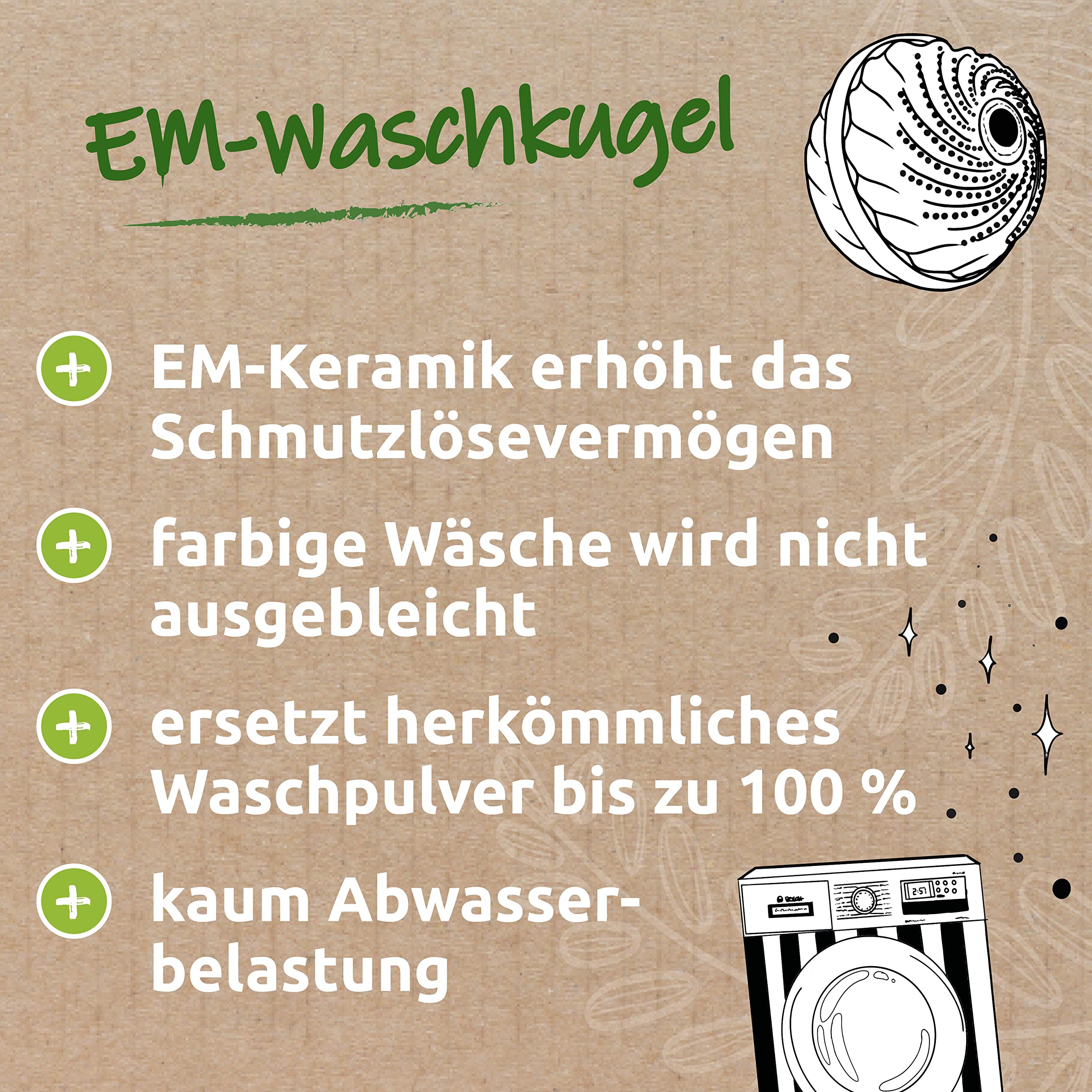 EM-Chiemgau Waschkugel Set mit Effektiven Mikroorganismen [Chemiefrei] Wäsche reinigen mit Probiotischem Weichspüler Mikrorein, Waschsoda, Natron, Waschkugeln & Praxis-Anleitung für Einsteiger