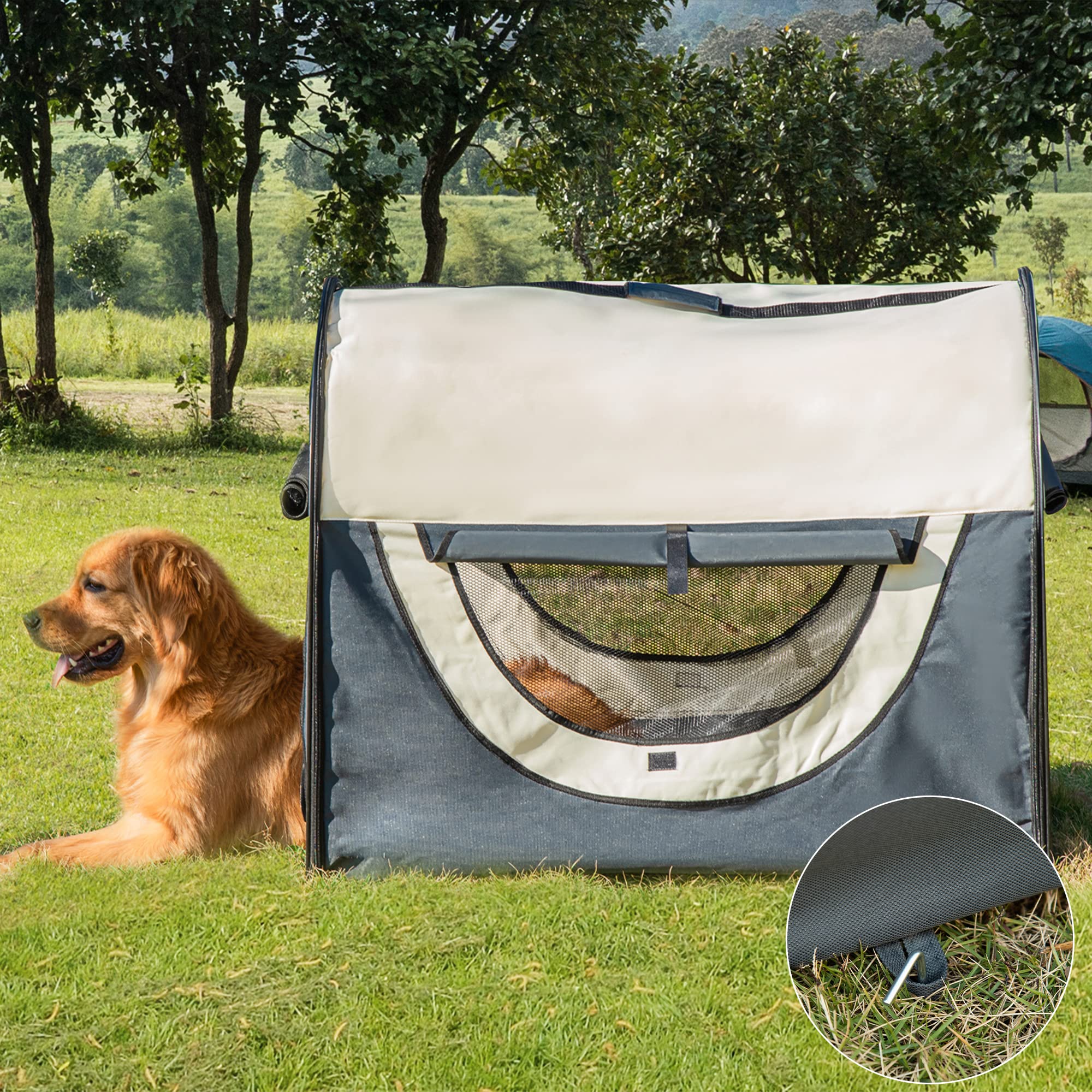 PawHut Faltbare Hundebox & Katzentrage – 65x45x45 Cm, Mit Weicher Matte & Netzfenster