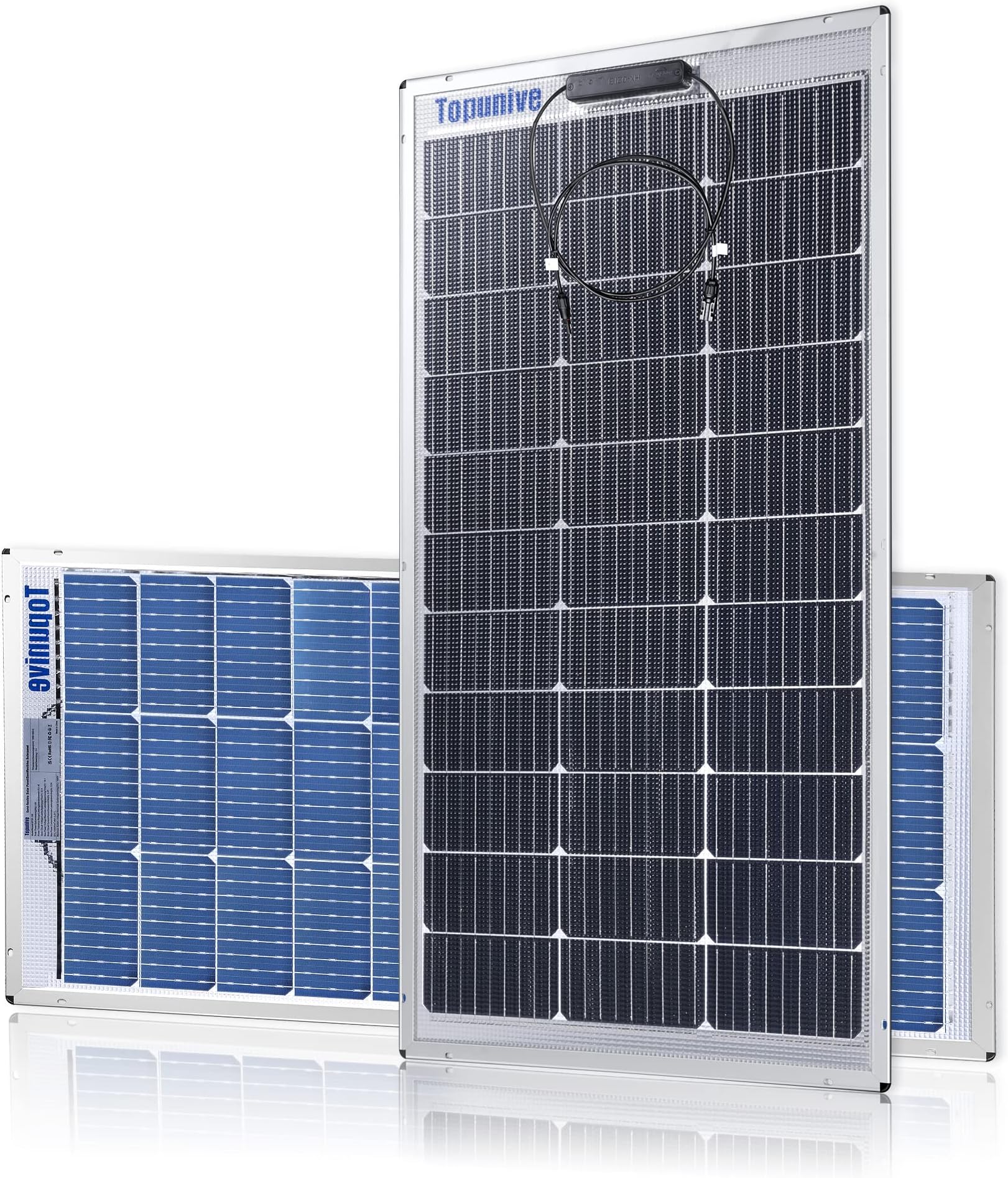 Bifacial 100W 12V Solar Panel 9BB Monocrystalline Cell 12 Volt for Marine RV Trailer Boat Cabin Van Car Uneven Surfaces 12V Battery Charge