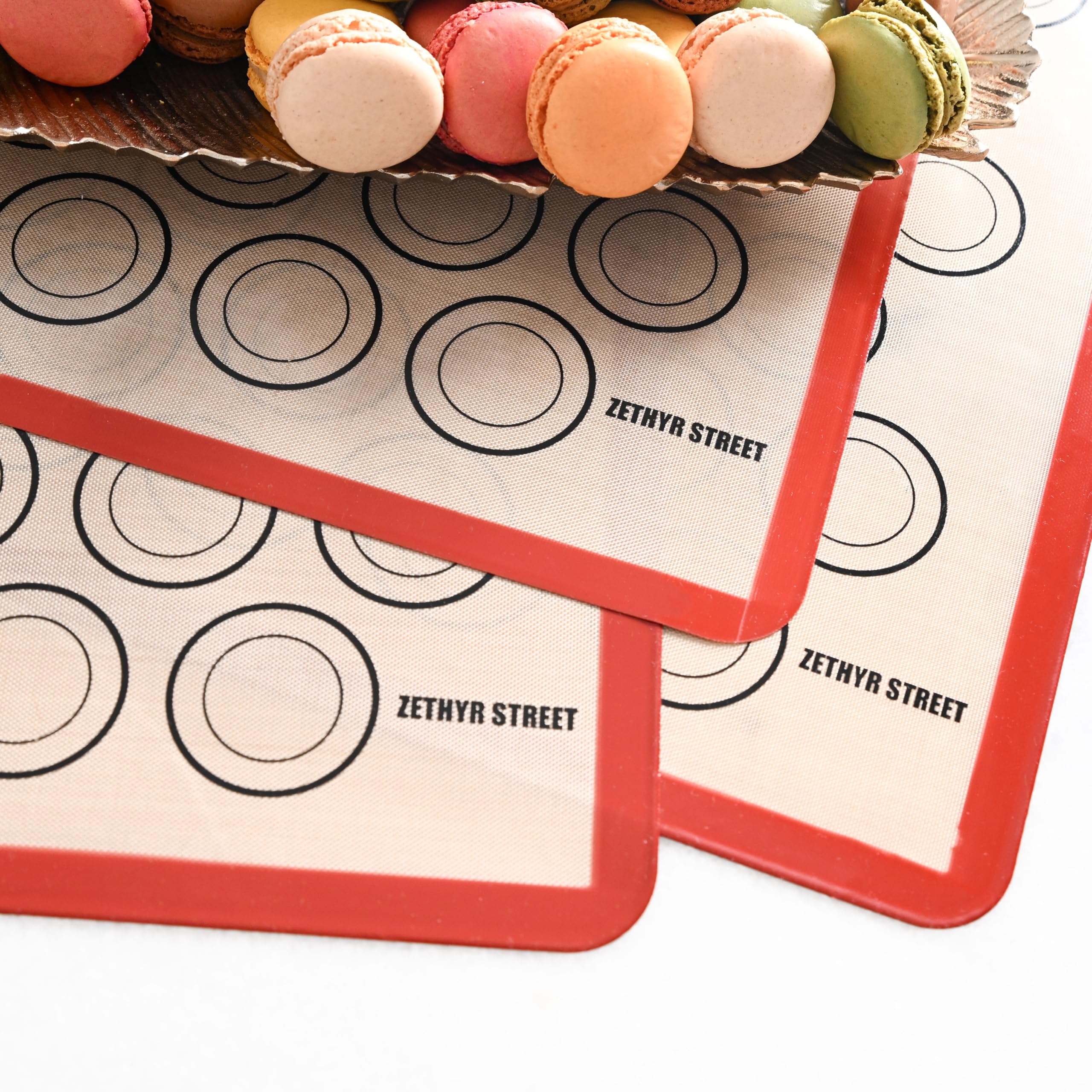 Macaron Backmatte, Silikon, antihaftbeschichtet, vollständiges Blatt, wiederverwendbar, 10 Stück, Rot | Antihaft-Macaron-Matte für perfektes Backen, spülmaschinen- und ofenfest, für Macarons, Kekse, Brot und mehr, 40 x 60 cm