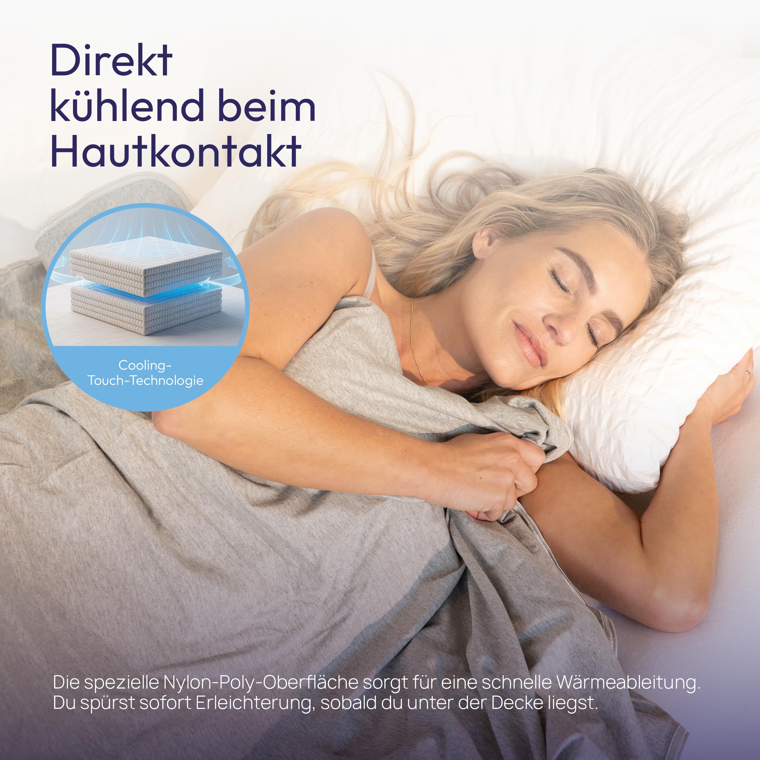 Kühlende Sommerdecke 140x220 cm - Kühlende Decke Sommer, Selbstkühlende Decke aus Baumwolle & Nylon für Hitzeschläfer - Atmungsaktiv, Leicht & Waschbar - Perfekt für Bett, Sofa & Reisen