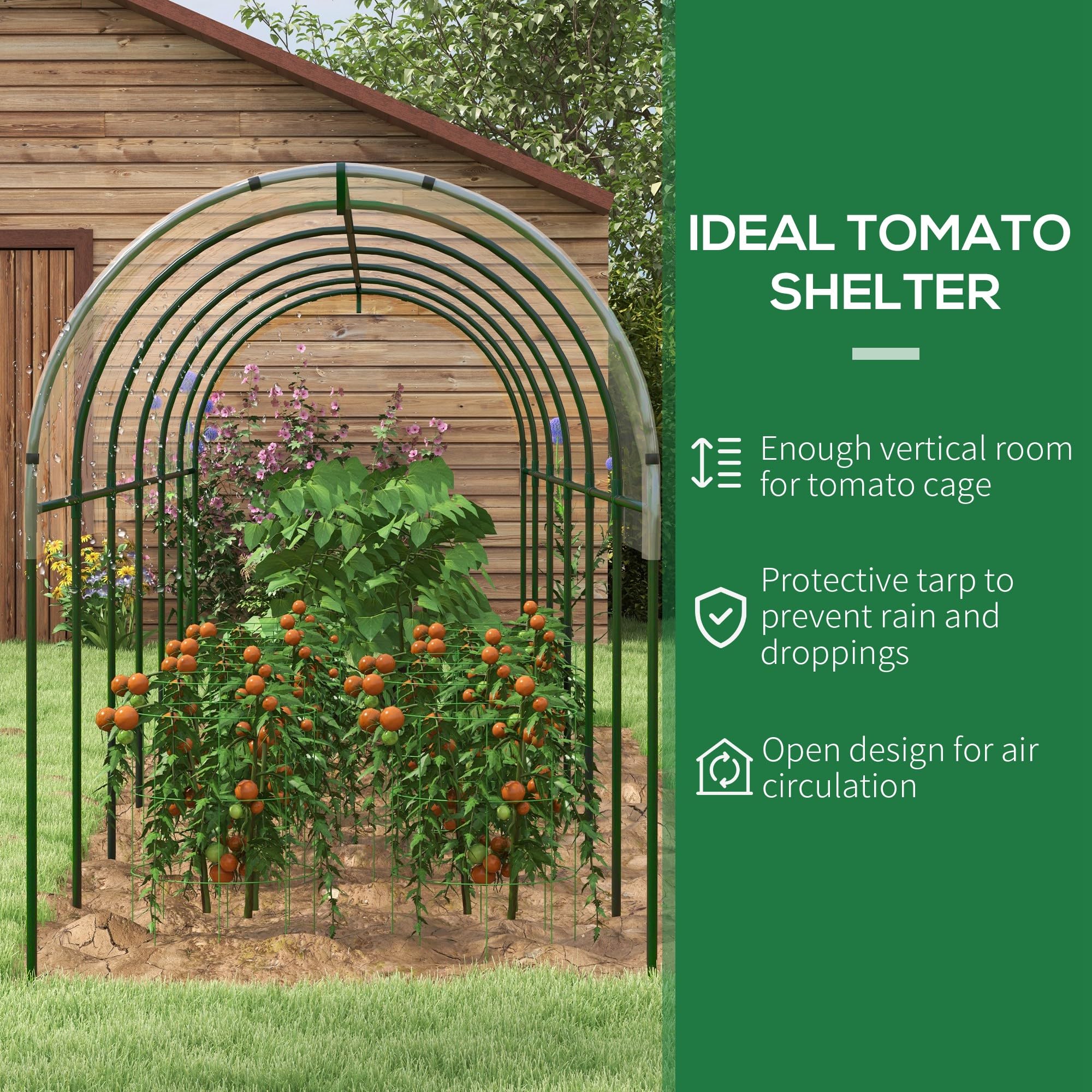 Outsunny Garden serra per pomodori 6 x 1,23 x 1,71 m 7 cerchi in acciaio - telo in plastica