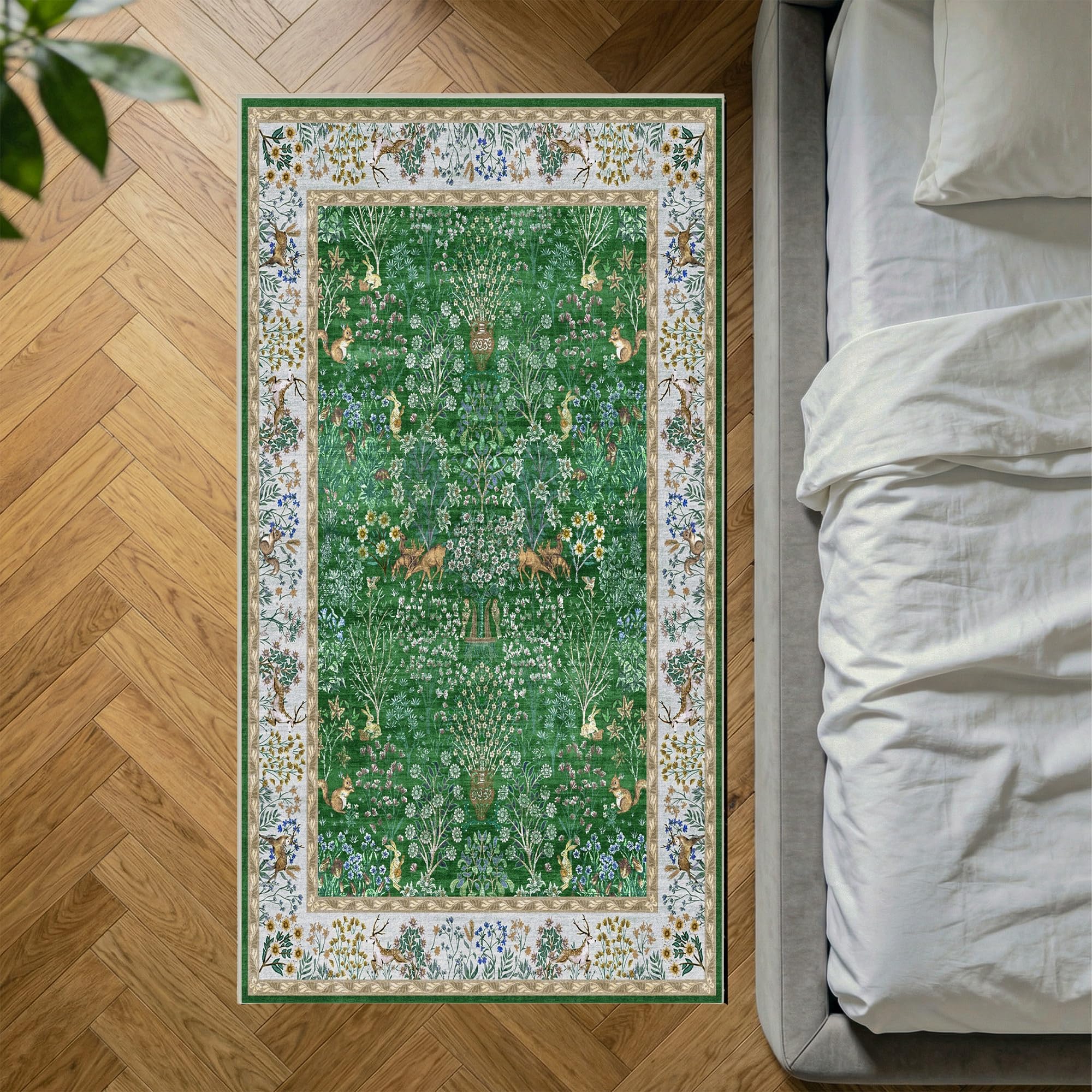 Decoranddecor Floral Kitchen Rug 80x150cm Washable Bedroom Non-Slip