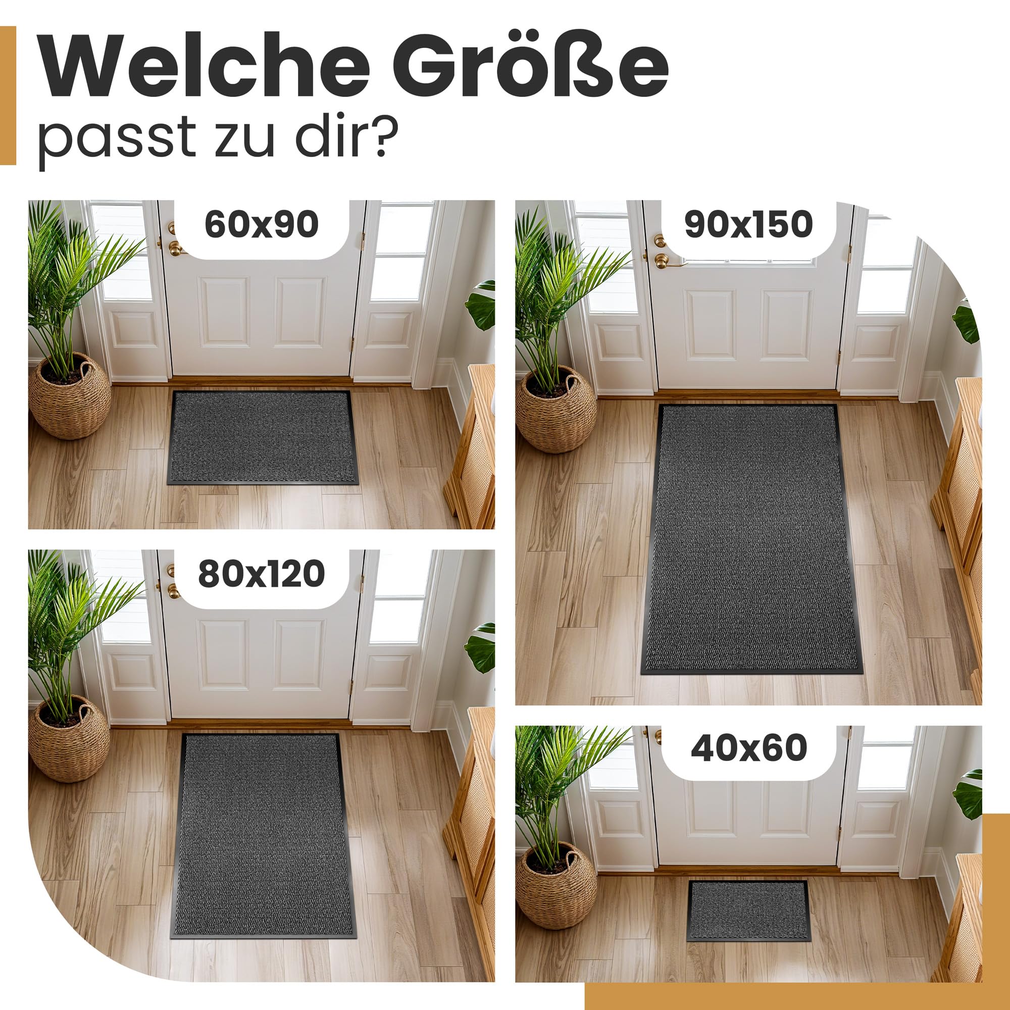 Bodenständig Pulito: lo zerbino definitivo per interni – parte superiore in tessuto assorbente (S-XXL), perfetto come zerbino 90 x 150 per interni ed esterni coperti. Zerbino grande XXL
