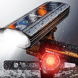 Victagen 5000 Lumens 3LED Bike Lights for Night Riding, Super Bright Front and Back Bike Headlight, USB Rechargeable, 6 Modes