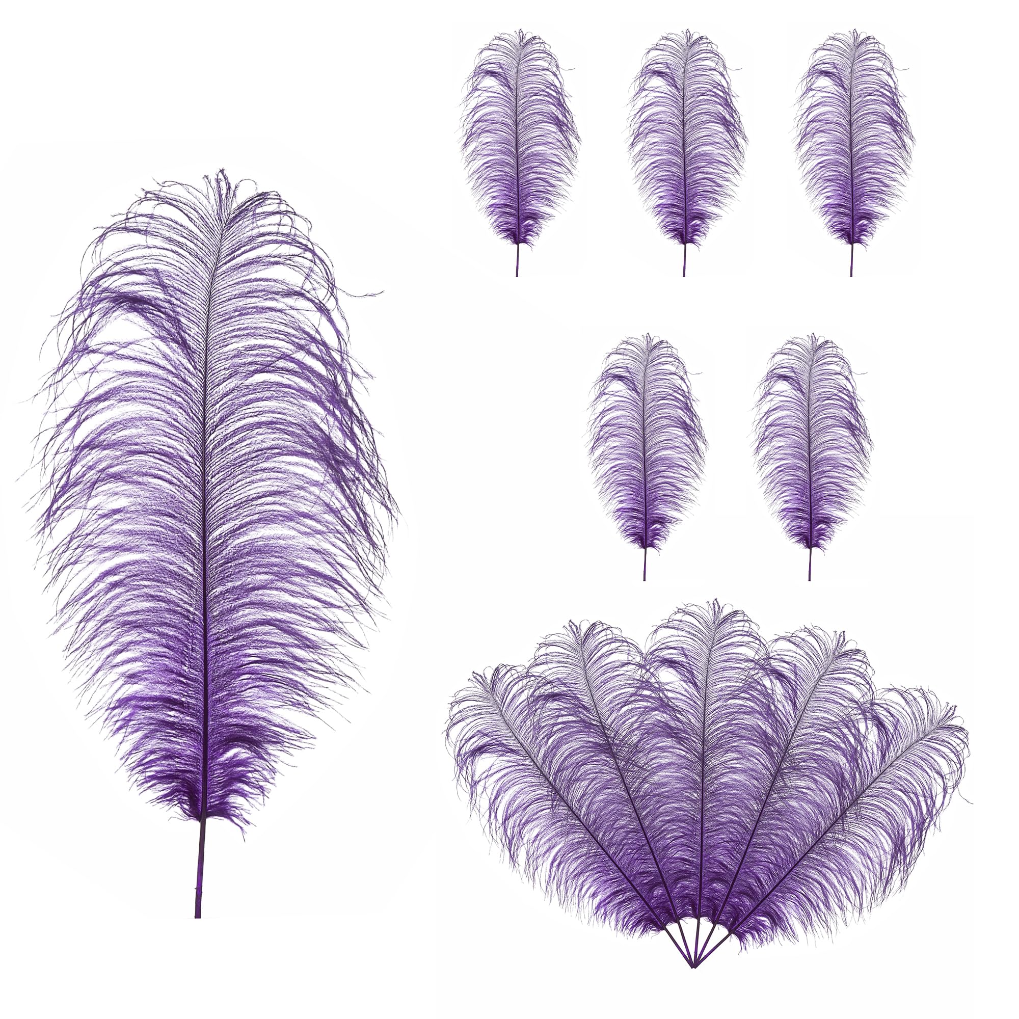Trimming Shop 19-23inch(50-60cm) Purple Ostrich Feathers Plume for Wedding Table Centrepieces Home Decoration Decorating Costumes Headdresses Showgirl Spadones, Pack of 5 — image 1