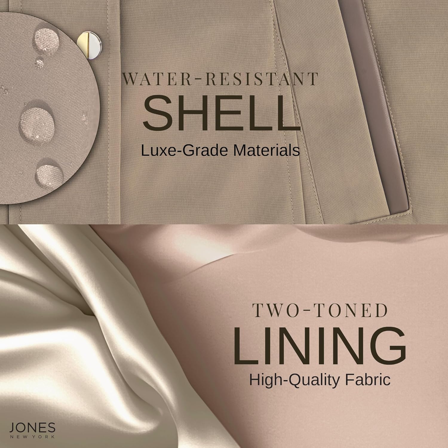 Jones NY Rain Jacket Women - Women's Spring Jacket with Hood - Long Womens Rain Coat - Waterproof Windbreaker for Women - Image 3