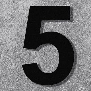 Modern 8-Inch Black Stainless Steel Floating House Numbers - Sleek & Visible Address Number for Home/Office- Weatherproof & Easy Install/Number 5