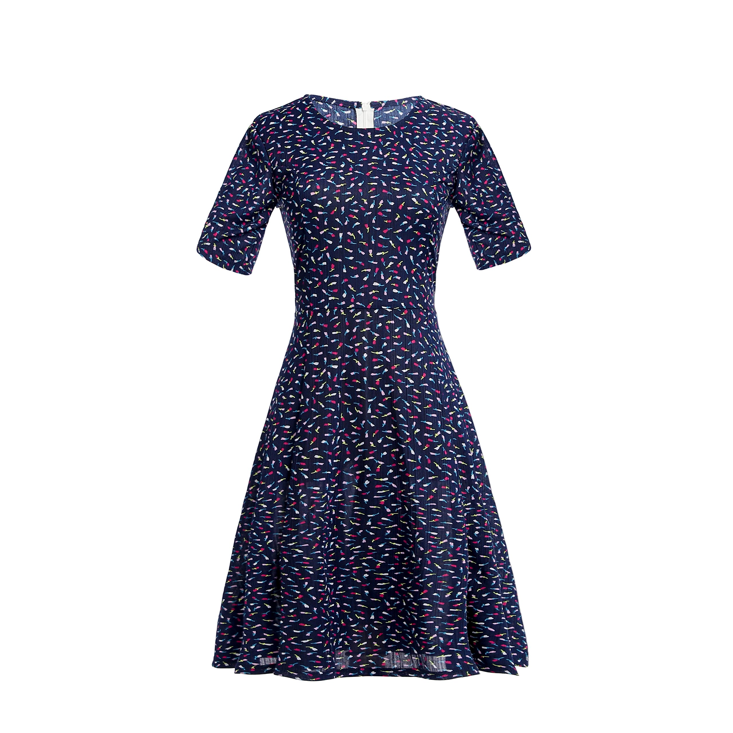 Prefe Women's Summer Dress Half Sleeve Scoop Neck Casual Printed Knee Long Dress