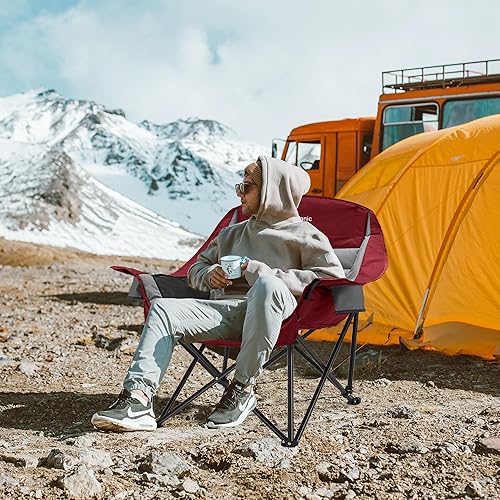 Miniatura 2 de Silla de campamento de gran tamaño, sillas de camping plegables portátiles con bolsillo lateral, portavasos y bolsa de transporte, sillas de