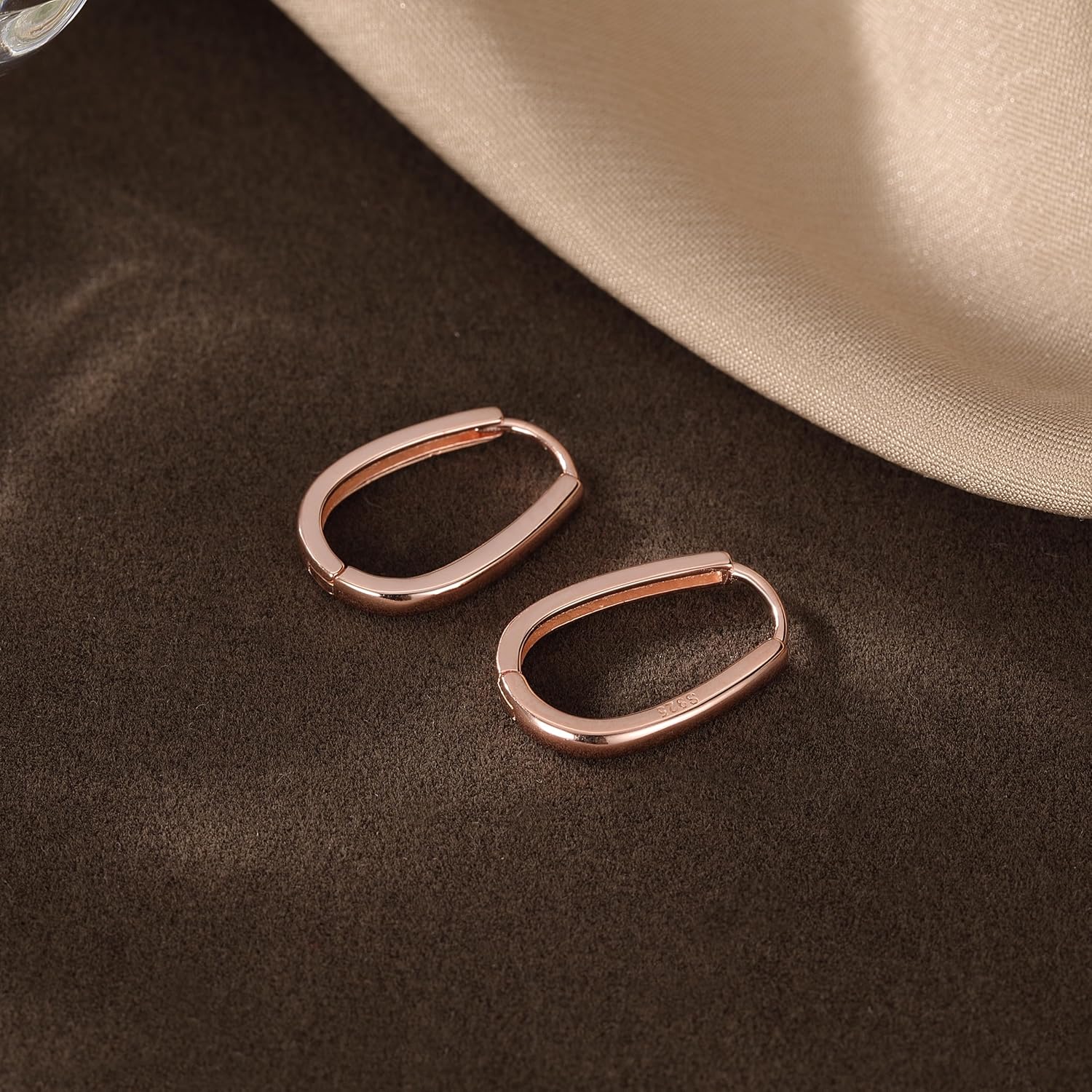 Reffeer 925 Sterling Silver Oval Hoop Earrings for Women Teens Teardrop Hoop Earrings Minimalist Huggie Hoop Earrings - Image 5