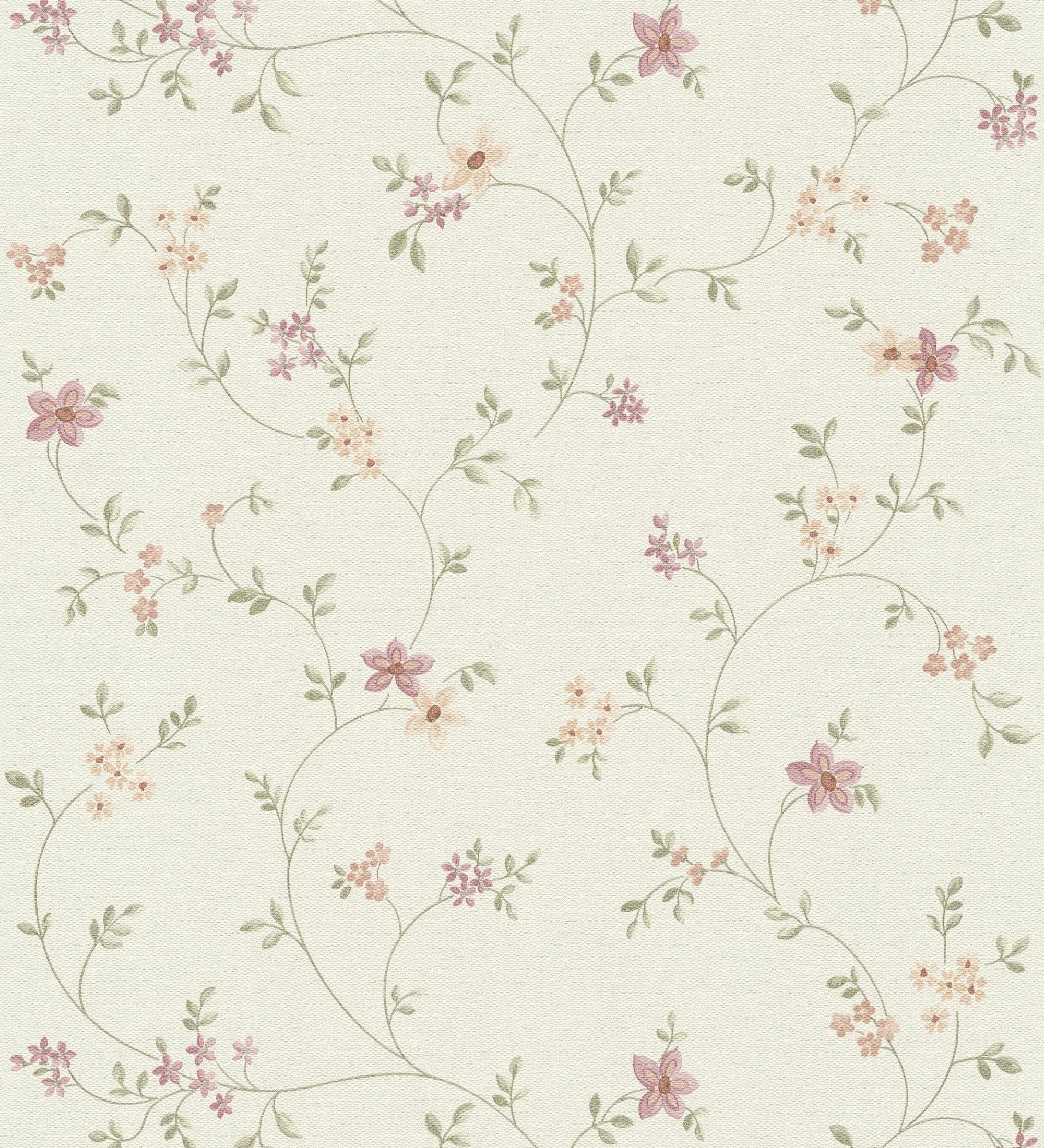 GAULAN 683341 - Vlies-Vinyltapete, Strapazierfähig, Abwaschbar. Tapete mit kleinen Blumen in Malve- und Beigetönen mit Textilstruktur für Wohnzimmer Küche - Rolle 10 m x 0,53 m
