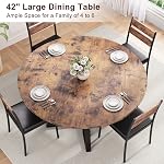 Round Dining Table for 2-4, Kitchen Dining Room Circle Dinner Pedestal Table, Space Saving Wood Kitchen & Dining Room Furniture (Vintage, 42In)