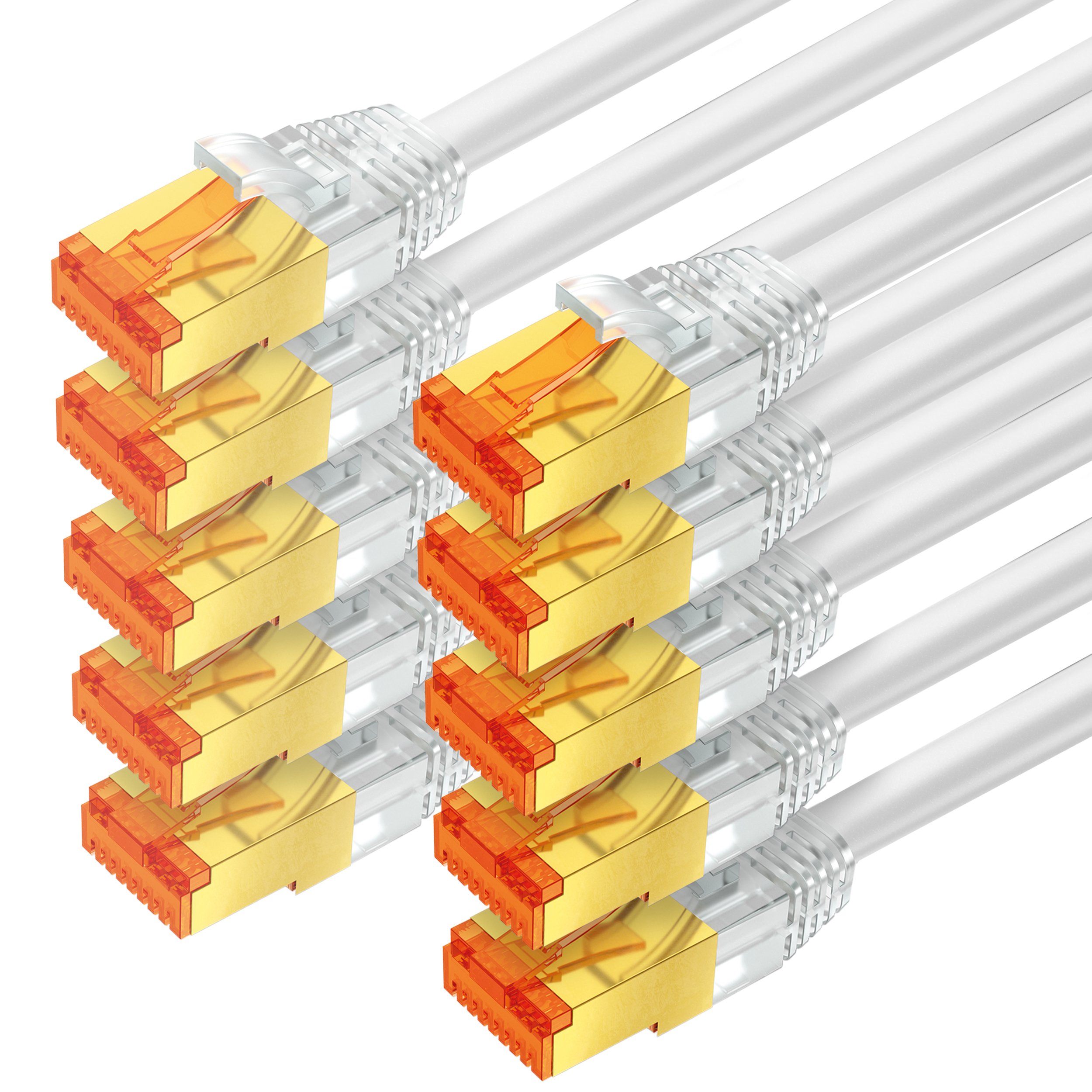 mumbi LAN Cable 0.5 m CAT 6 Network Cable Shielded F/UTP CAT6 Ethernet Patch Cable RJ45 0.5 m White (Set of 10)