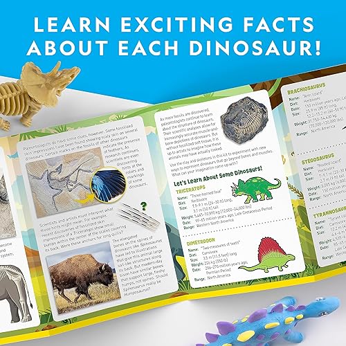 Miniatura 5 de NATIONAL GEOGRAPHIC Clay Dinosaur Arts & Crafts Kit  Arcilla seca al aire de dinosaurio para niños, kit de manualidades con 5 colores de arcilla, 5