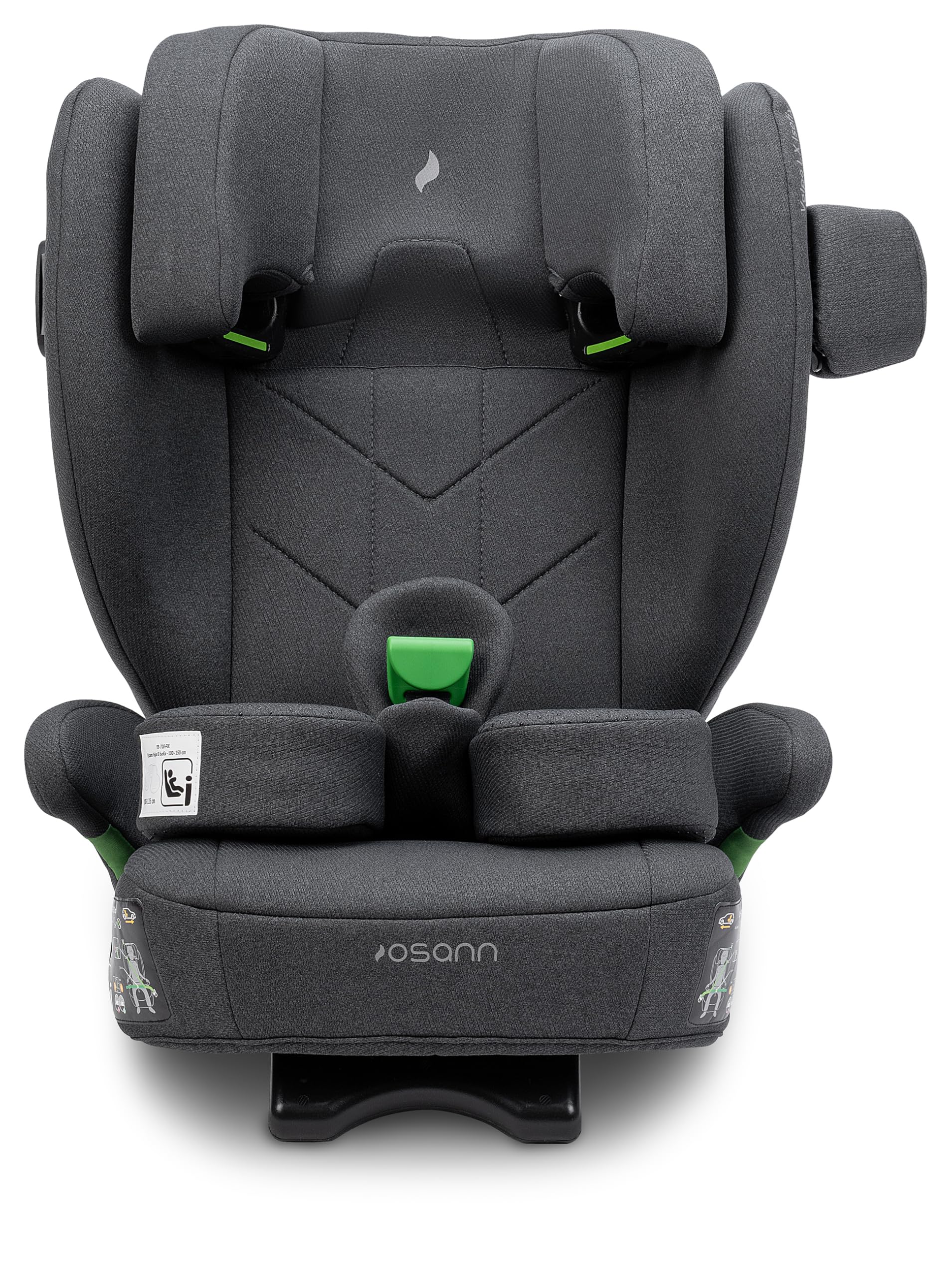 Osann Volpo LX Isofix Kindersitz, 100-150 cm - Dark Grey Melange | Sitzerhöhung mit Rückenlehne ab 3 Jahre, zusätzliches Erhöhungskissen, Kindersitz 15-36 kg, mitwachsender Kinderautositz