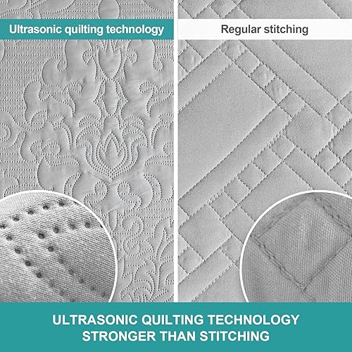 Vista 117 de Hansleep - Edredón blanco tamaño Queen – Colcha barroca ultrasónica para todas las estaciones, juego de ropa de cama suave y ligero, 3 piezas