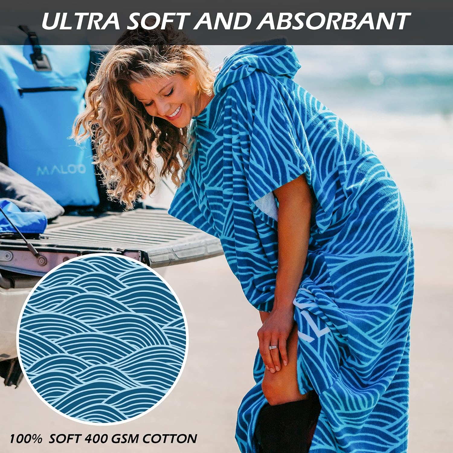 Malo'o Mehana Changing Poncho - Cotton - Great for After Surfing or Swimming