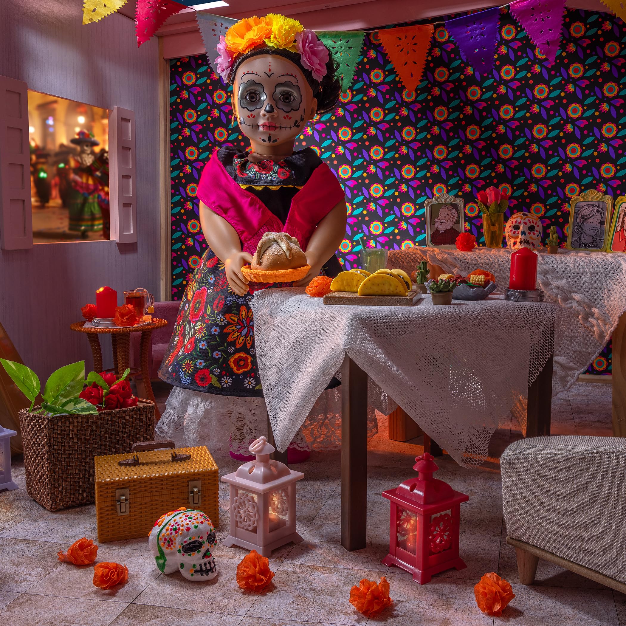 Our Generation - Esperanza - Special Edition 46 cm-Día de los Muertos-Puppe - Lebensechte braune Augen & gewelltes braunes Haar - Spielzeug für Kinder ab 3 Jahren