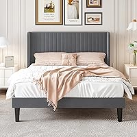 Vista 20 de SHA CERLIN Base de cama de terciopelo tamaño King con cabecera capitoné de canal vertical, plataforma tapizada con listones de madera, no necesita