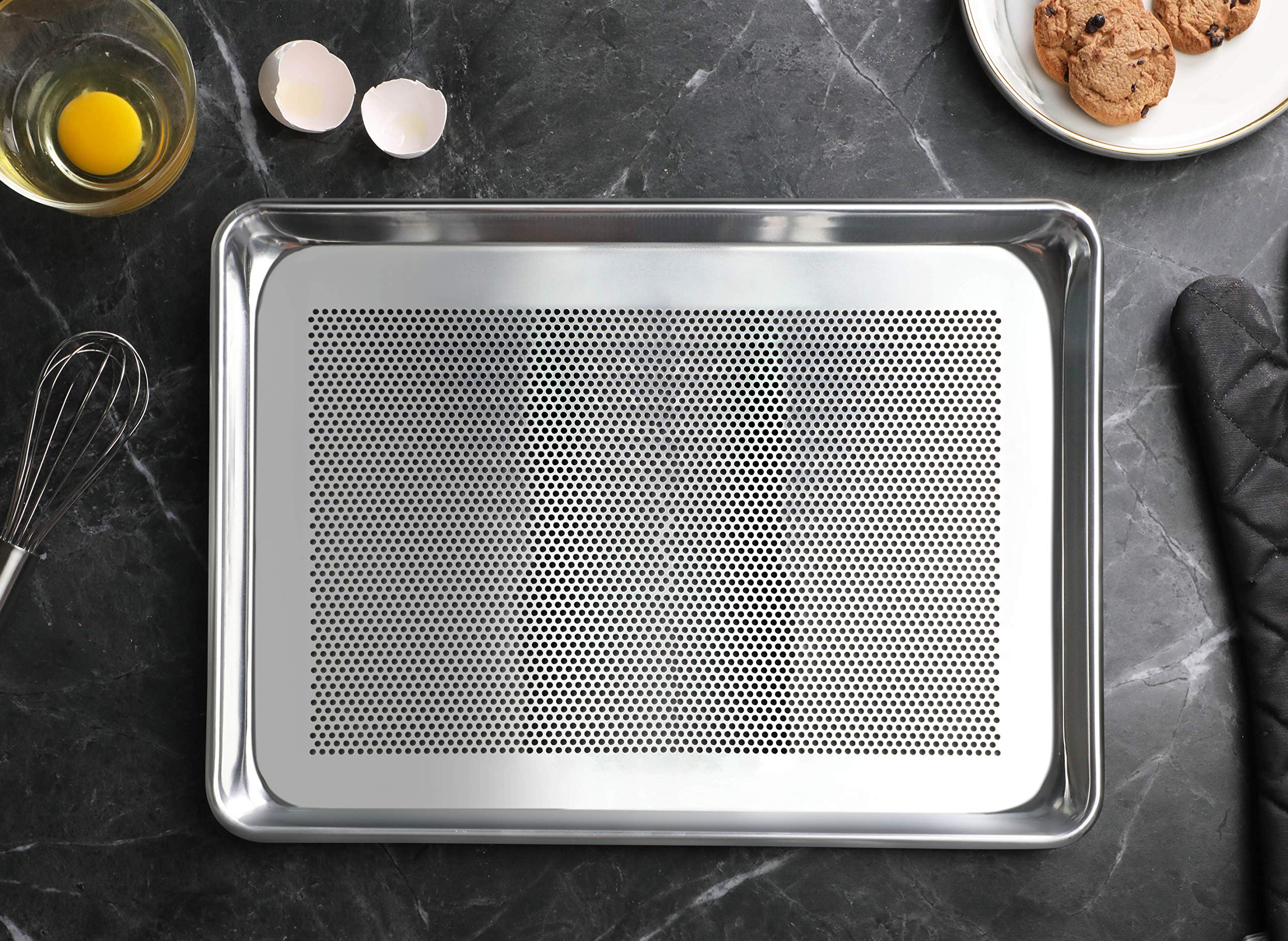 Sartén de aluminio de calibre 18 de grado comercial (13 L x 18 W x 1 H (tamaño medio)) 4