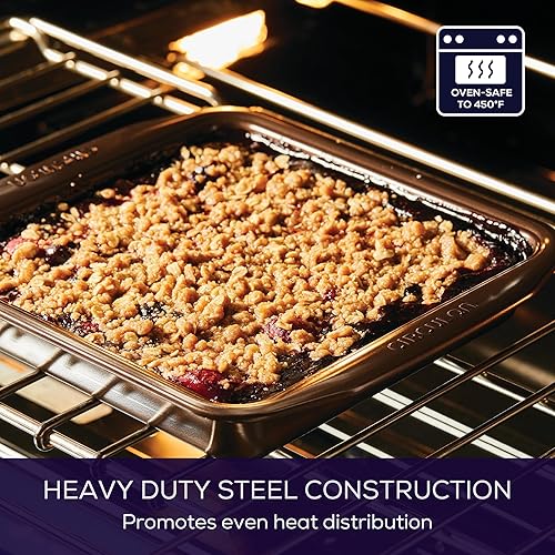 Miniatura 4 de Circulon Bandeja antiadherente para hornear  molde antiadherente para tartas, cuadrado, 9 pulgadas, marrón