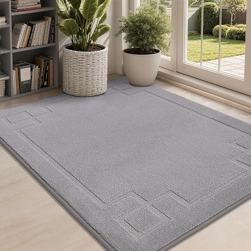 BEQHAUSE Door Mat 32' x 48', Non-Slip Door Mats Indoor Washable, Light Grey