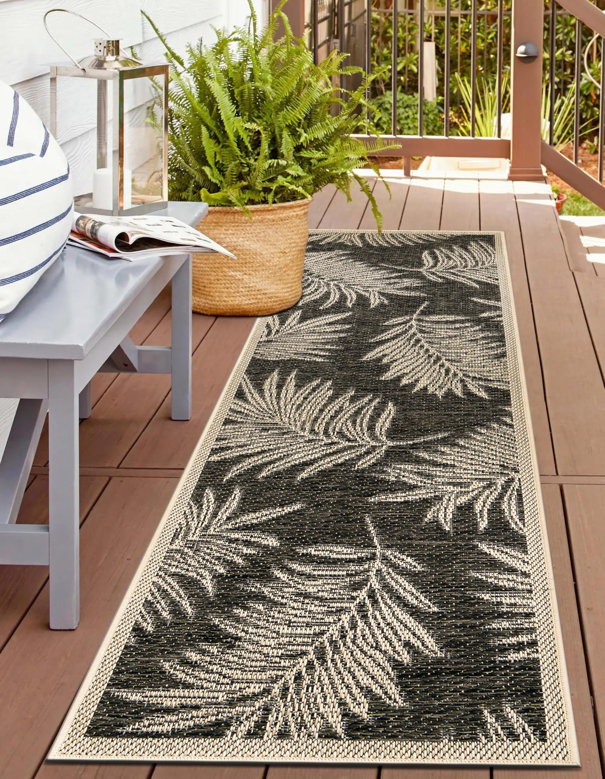 Rugshop Leaf Design for Patio Rugs,Deck Rugs,Balcony Rugs Indoor/Outdoor Runner Rug 2' 3