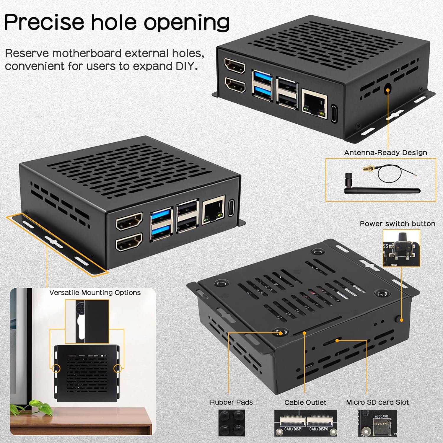 Geekworm X1500 CM5 IO Carrier Board+Metal Case for Raspberry Pi Compute Module 5 Support Dual M.2 NVMe SSD|1GbE Ethernet Port