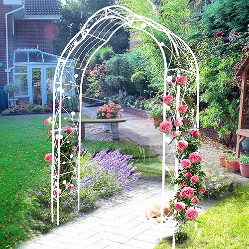 Miniatura 1 de Arco de jardín de metal de 98.4 pulgadas de alto, enrejado de jardín, plantas trepadoras, soporte de arco de rosas, césped al aire libre, boda,