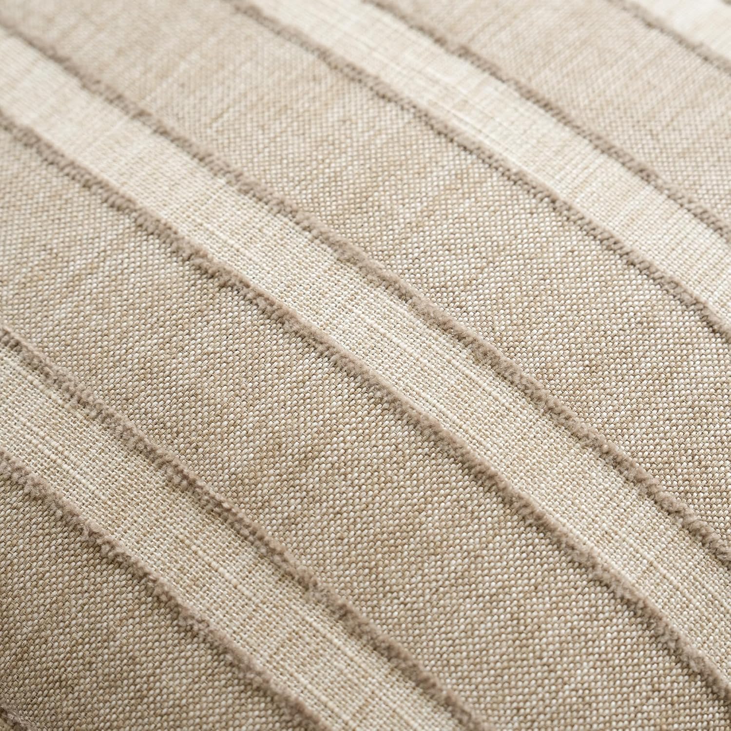 FIOUOVO Striped Linen Throw Pillow Covers 18x18 Set of 2, Natural Linen | Modern Farmhouse Neutral Decorative Accent Woven Textured Cushion Covers for Sofa Couch Living Room Bedroom