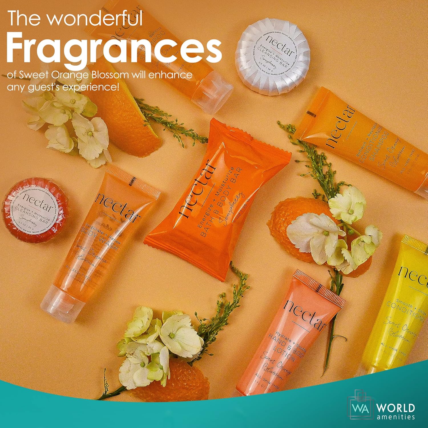 World Amenities Nectar Bulk Body Wash | 50 Count, 1 oz | Sweet Orange Blossom, Mini Travel Size Toiletries (100% Recyclable Tube with Flip Top Cap), Airbnb Rentals, Suitable for All Skin Types - Image 4