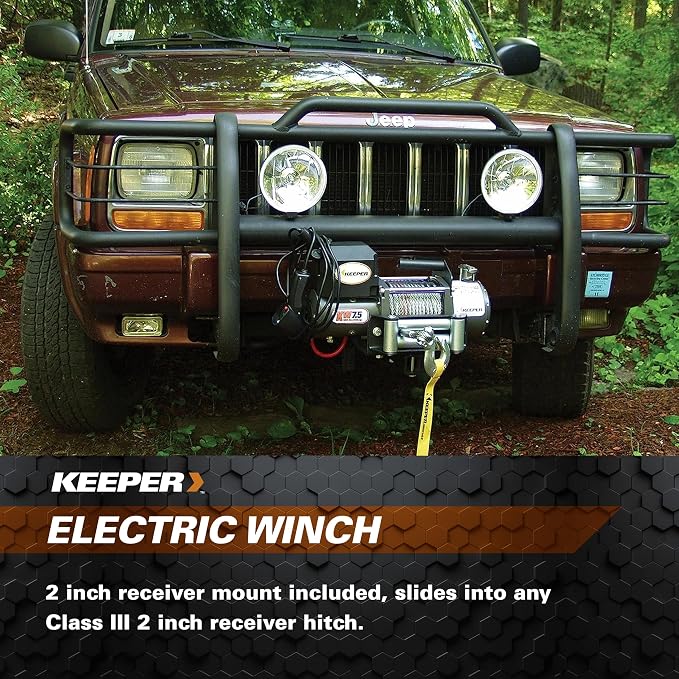 Winche Eléctrico Keeper KW 7.5 12V 7500 lb con Control Remoto miniatura 3
