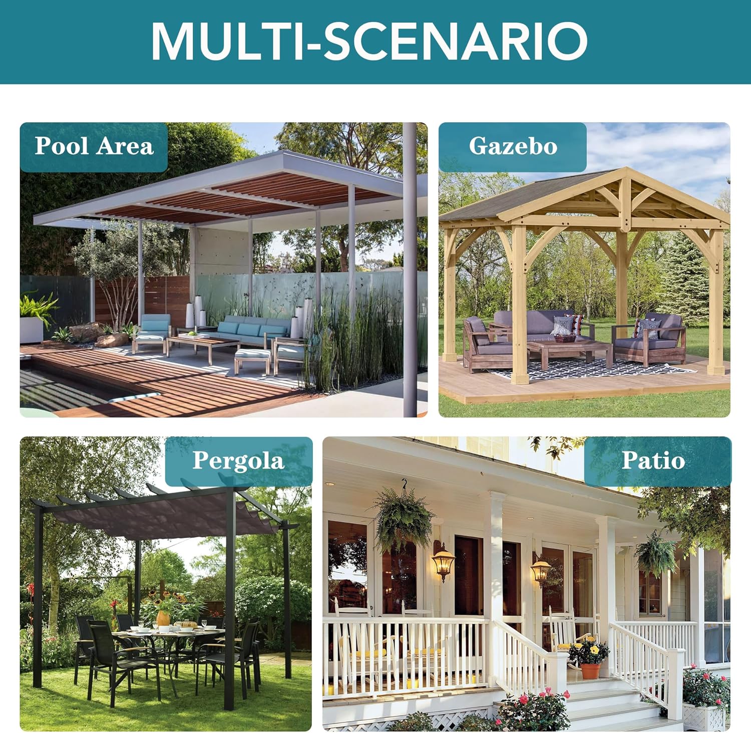 HolidayIdeas Outdoor Curtains for Patio Waterproof-4 Panels 54"x84"-Windproof Weatherproof Privacy Cream Outside Curtains-Grommet Top and Tab Bottom Drape for Gazebo, Porch, Pergola, Cabana, Backyard - Image 6