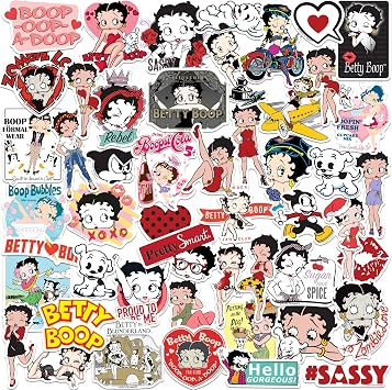 Betty Boop 50ct Vinyl Large Deluxe Stickers Variety Pack Laptop, Water Bottle, Scrapbooking, Tablet, Indoor/Outdoor